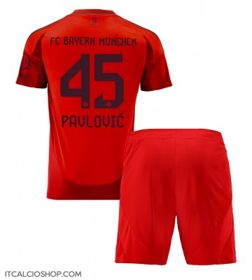 Bayern Munich Aleksandar Pavlovic #45 Prima Maglia Bambino 2024-25 Manica Corta (+ Pantaloni corti)